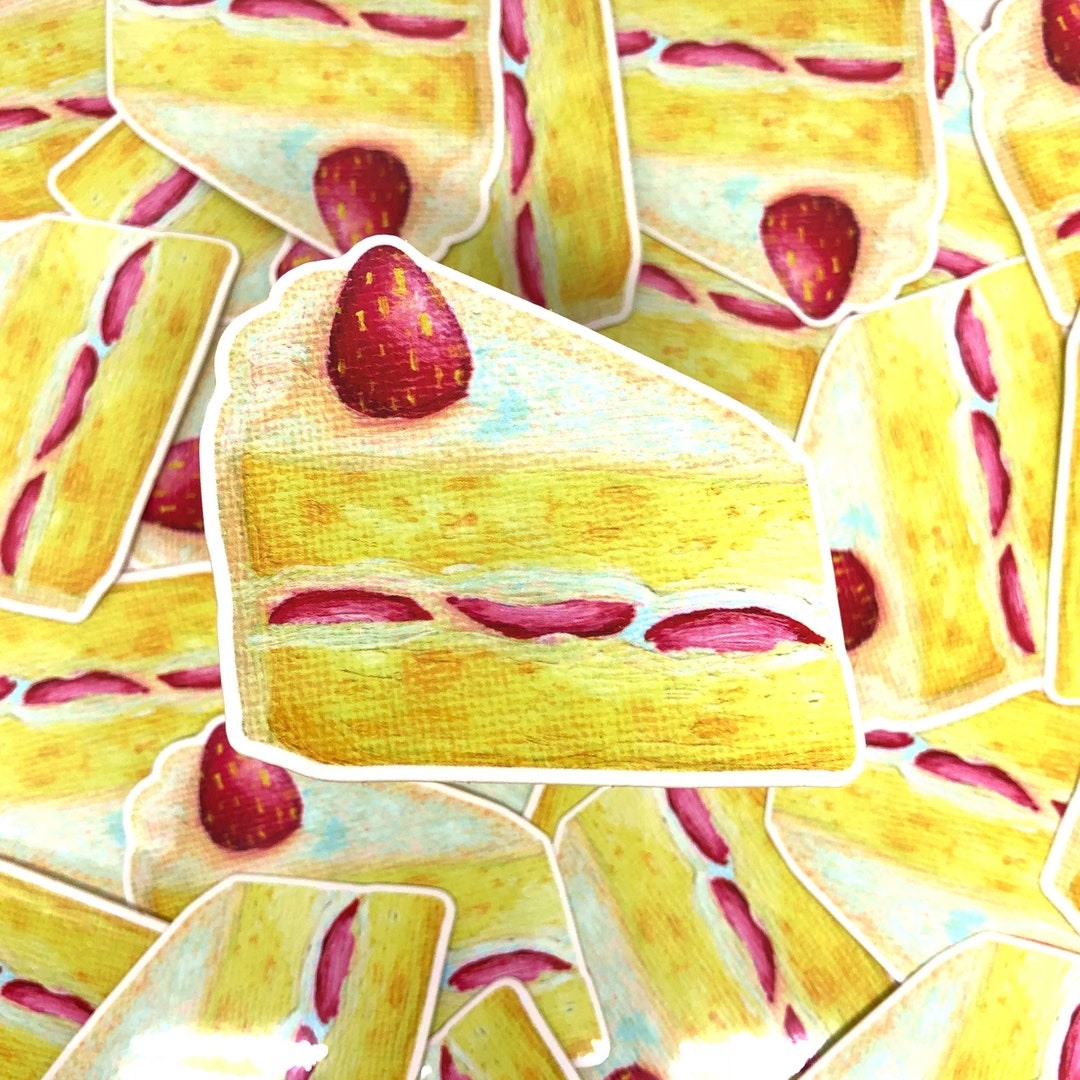 Strawberry Cake Sticker, Kawaii Fruit Sticker, Strawberry Art, Cute ...