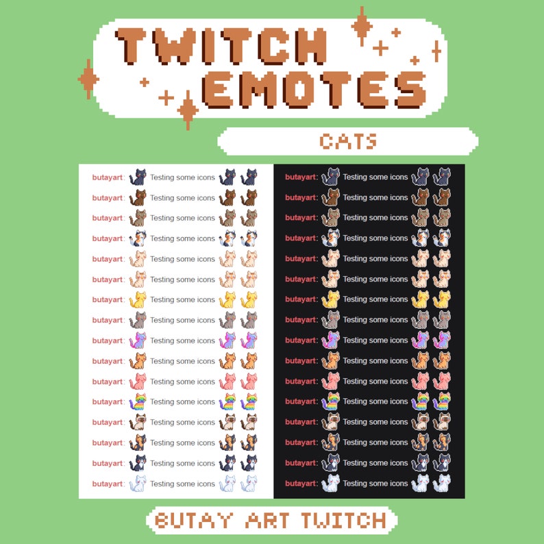 Cat Twitch and Discord Emotes, Cute Pixel Art for Streaming, Kawaii ...