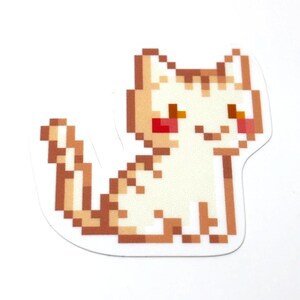 Adesivo de gato laranja creme pixel, adesivo de gato kawaii, adesivo de gatinho fofo, adesivo com tema de animal, presente para pais de gatos, mãe de gato, creme laranja
