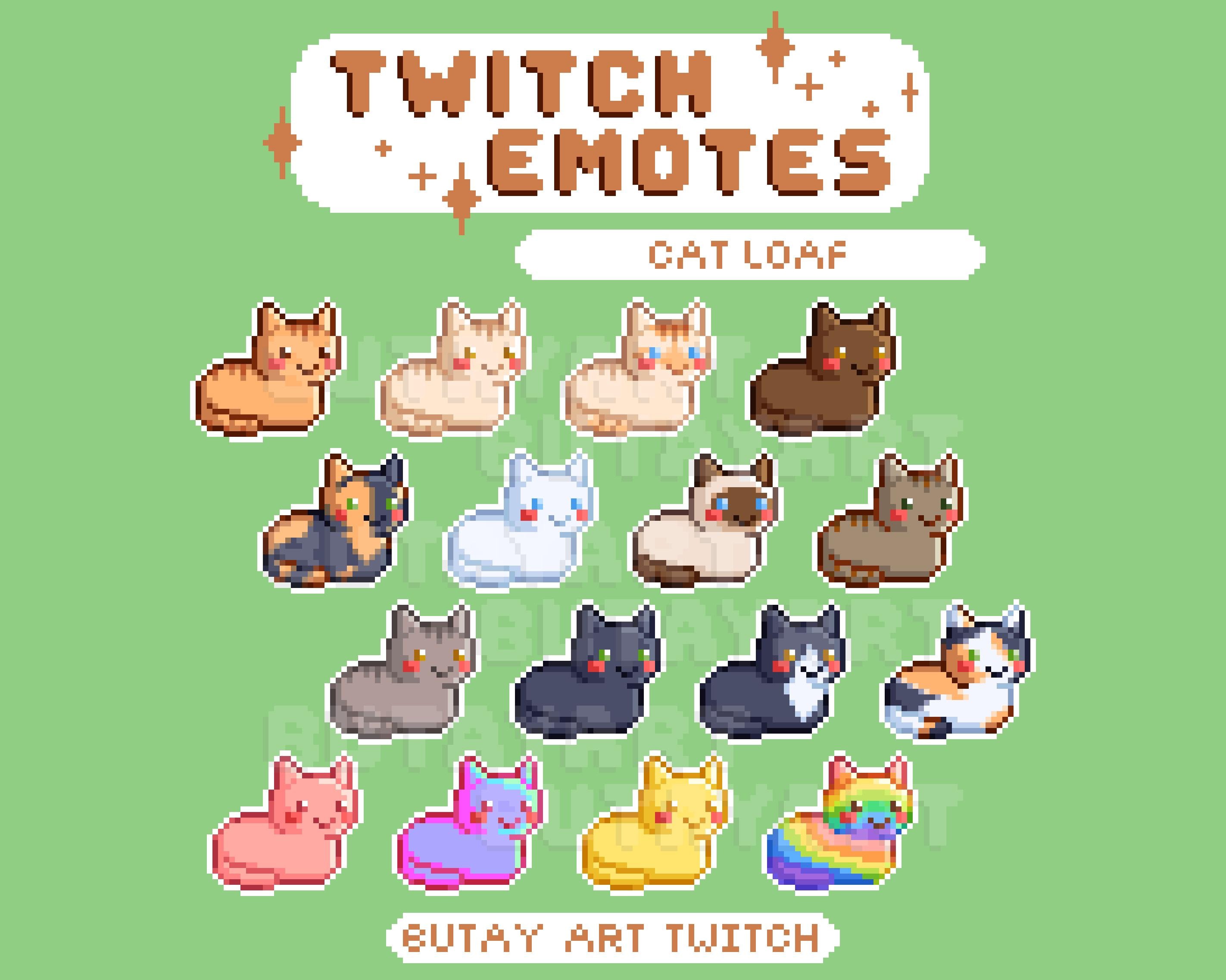 Cat Loaf Twitch Discord Emotes, Cute Pixel Art for Streaming, Kawaii ...