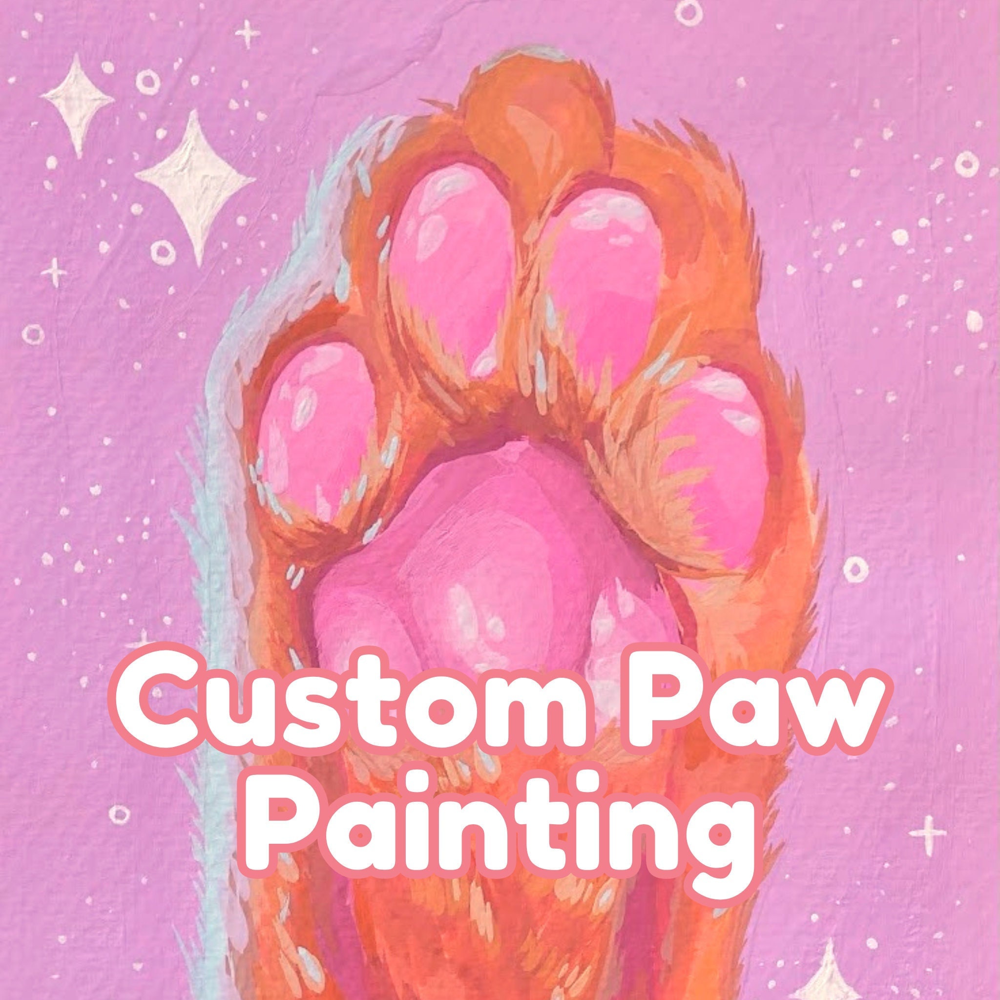 Custom Paw Painting, real gouache painting on watercolor paper, hand painted pet portrait, cat paw dog paw, toe bean art, customized pet art