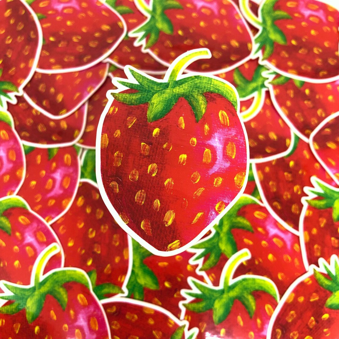 Strawberry Sticker, Kawaii Fruit Sticker, Strawberry Art, Cute Food ...