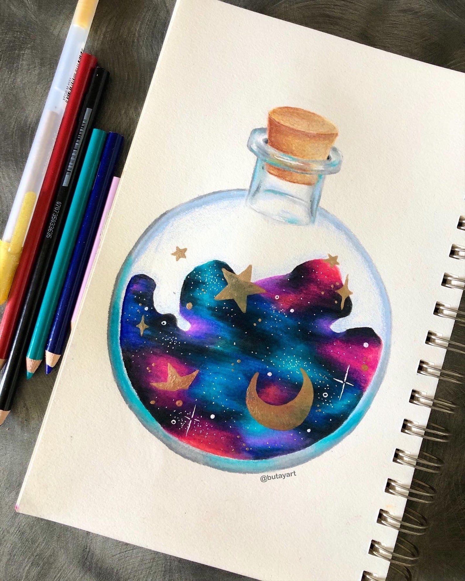 Galaxy Potion Bottle Sticker Magical Potion Nebula Gold - Etsy