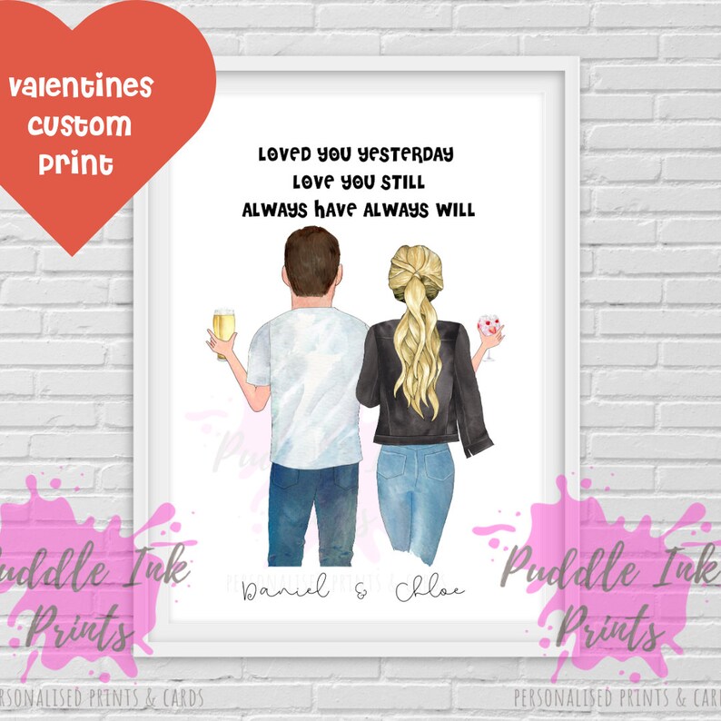 Custom Valentines Gift For Him Personalised Valentines Print Etsy