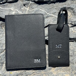 Passport Holder Personalized Leather and Luggage Tag, Leather Passport Cover Wallet Personalized, Passport and Vaccination Holder