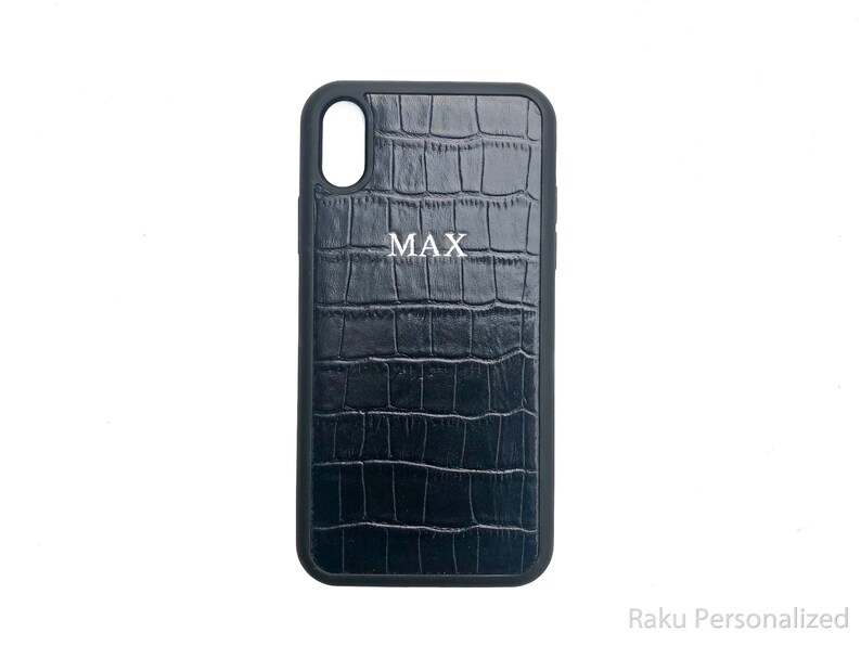Croc Phone Case Iphone XR Personalised Initials Black Red Tan Etsy