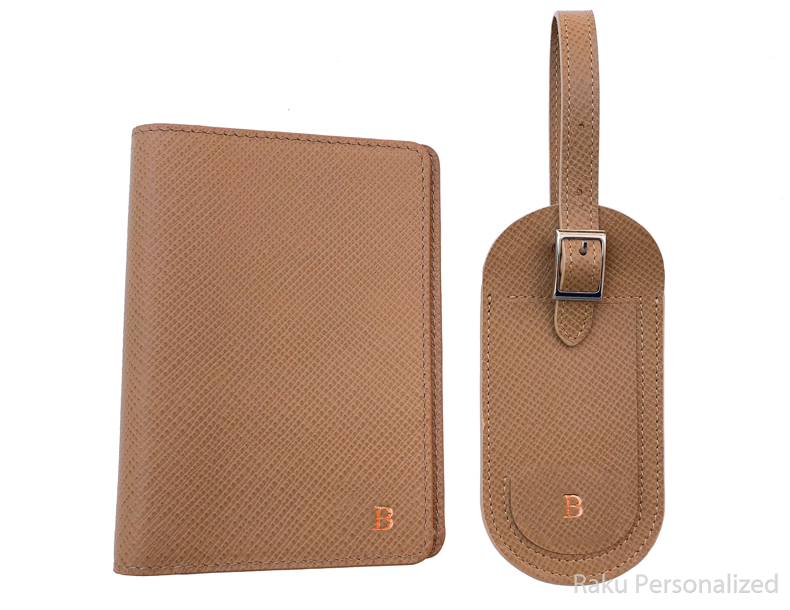 Leather Passport Holder and Luggage Tag Personalized Initial Etsy