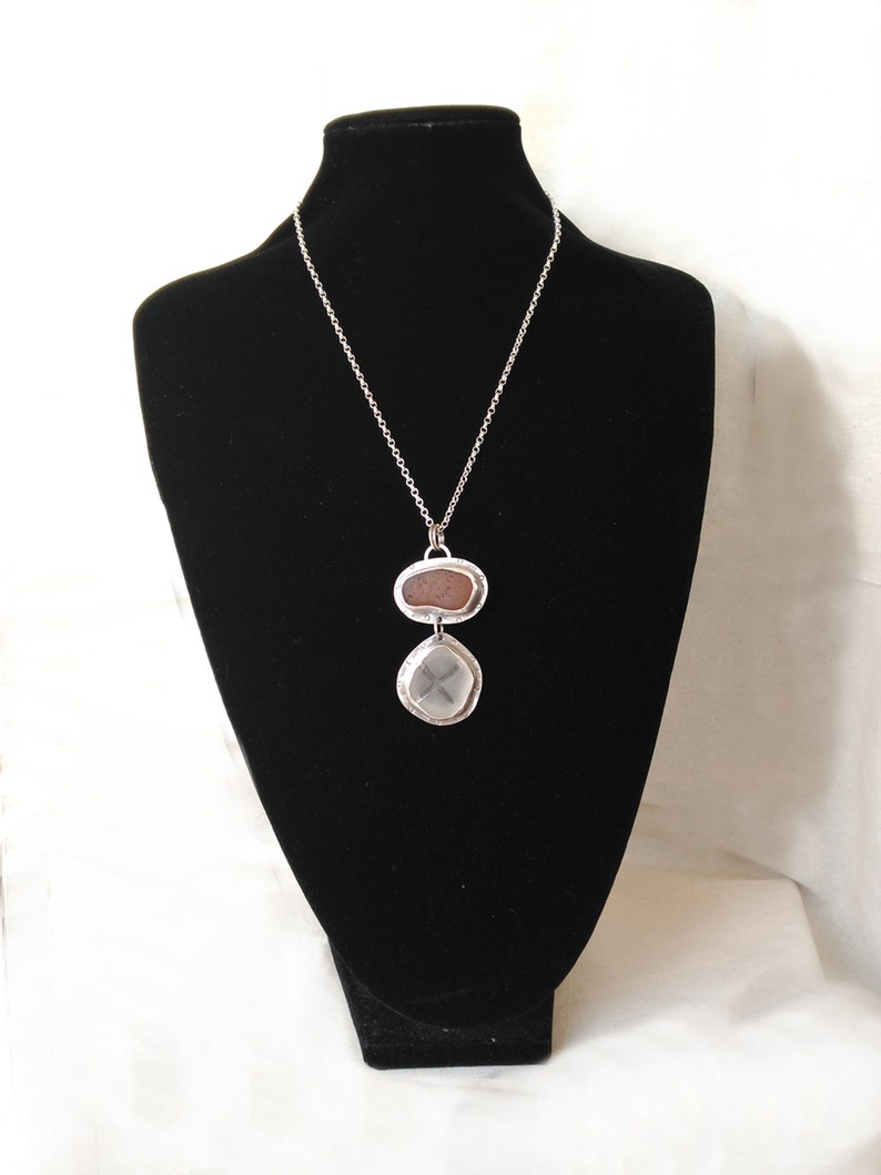 handmade silver sea glass jewelry Be glass necklace ocean crystal pendant CP31