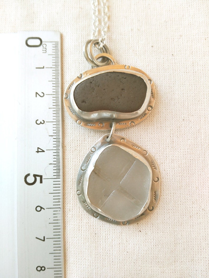 handmade silver sea glass jewelry Be glass necklace ocean crystal pendant CP31