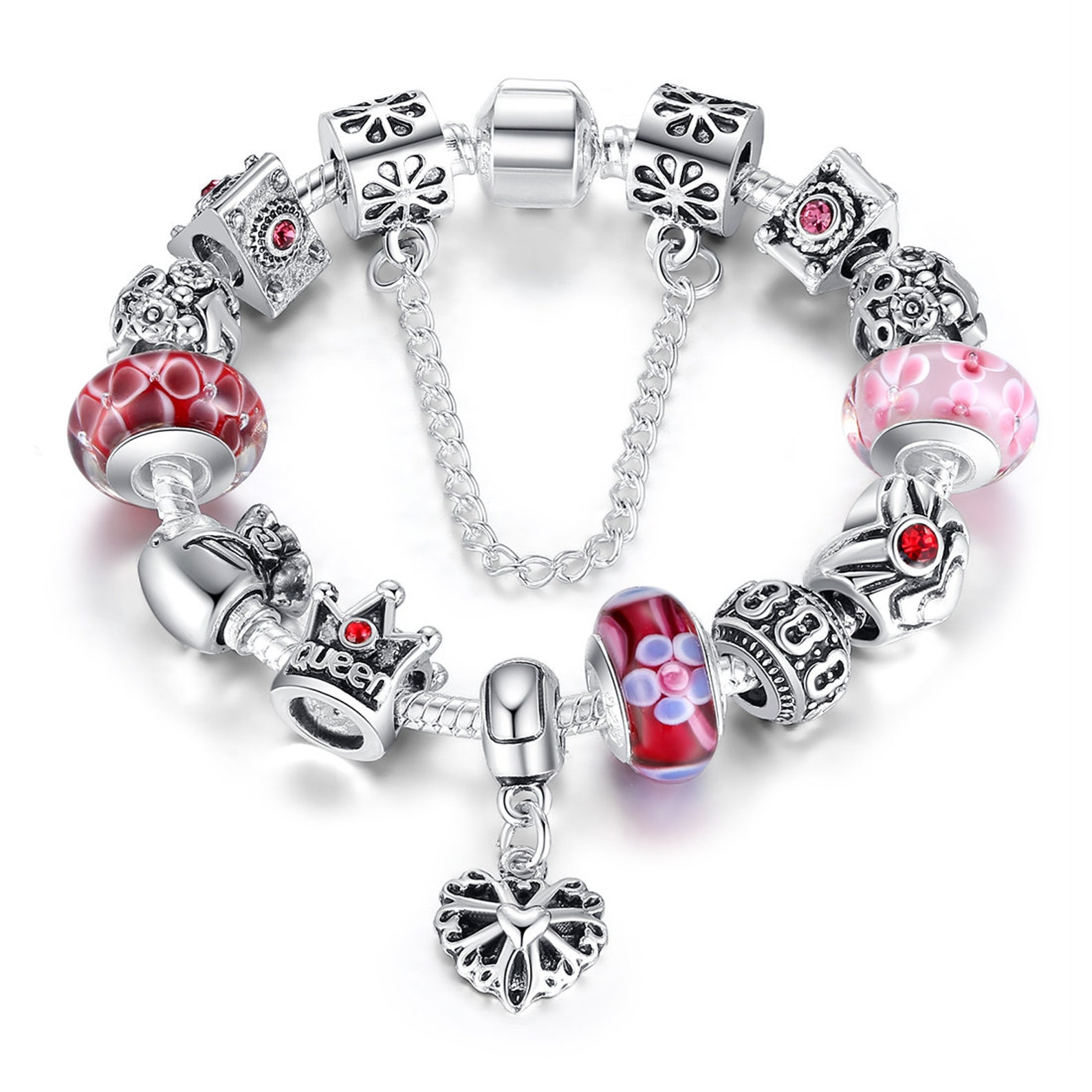 CHEAP Italian Charm Bracelet Silver Plated Beaded Charm Etsy