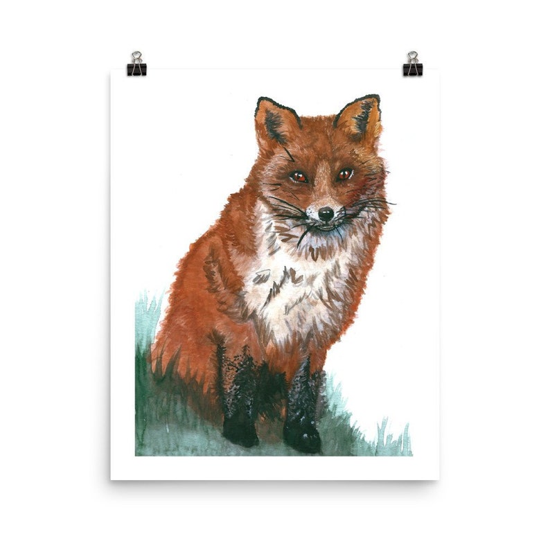 Watercolor Fox Matte Poster Print