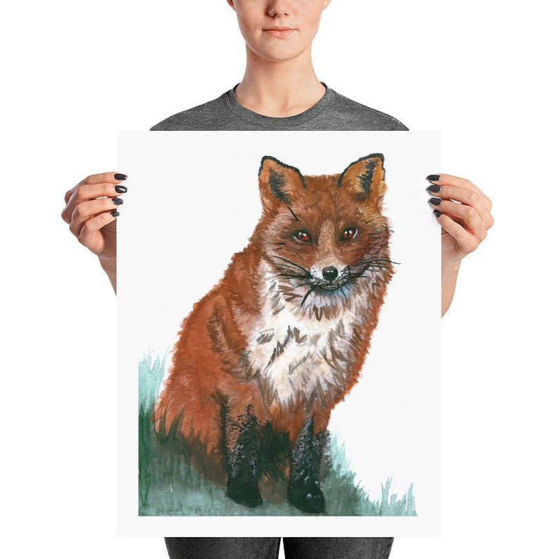 Watercolor Fox Matte Poster Print