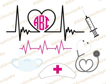 Download Free Nurse Svg Heartbeat Svg Stethoscope Svg Silhouette Cut Etsy SVG Cut Files