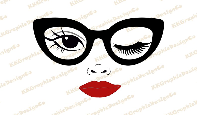 Download Woman face svg Winking svg Girl in glasses svg Eyes svg Girl | Etsy