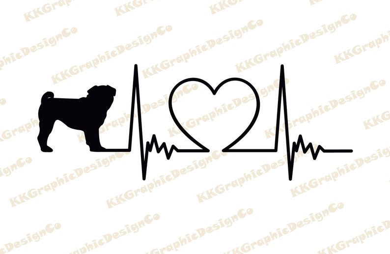 Download Pug svg Heartbeat svg Dog svg Pug life Pug mom In loving ...