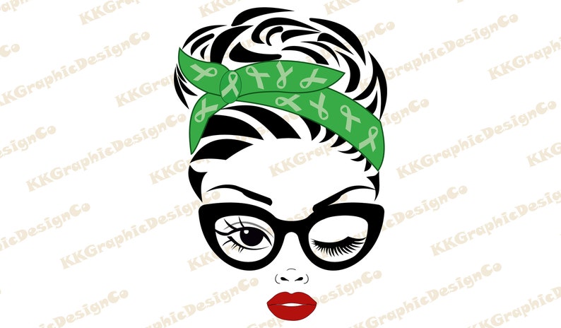 Mom with bandana Awareness ribbon svg Cancer awareness svg Breast cancer svg Ms awareness Messy bun svg Mental health svg Bandana svg