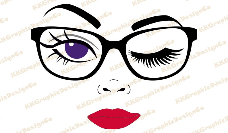 Download Woman face svg Winking svg Girl in glasses svg Eyes svg ...