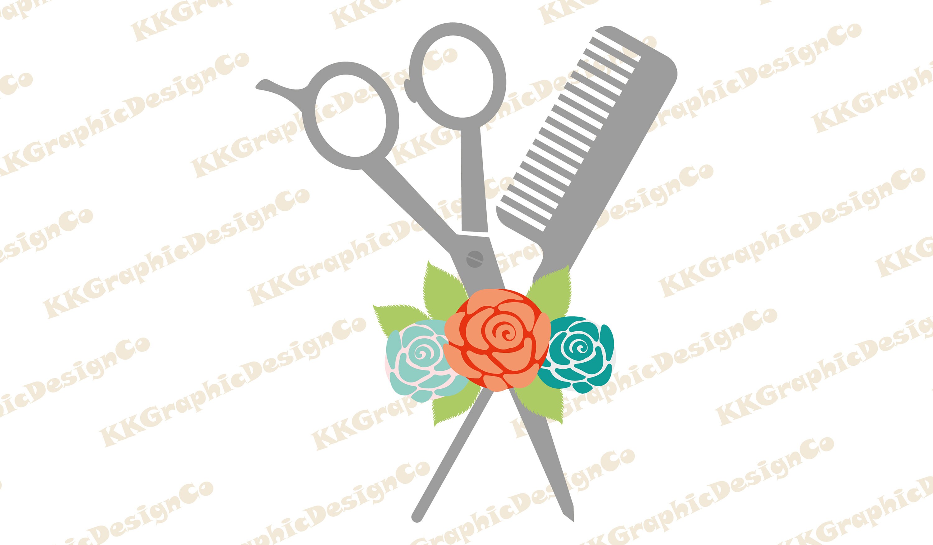 Scissors Rose Svg Floral Hairdresser Scissors Flower Svg Etsy