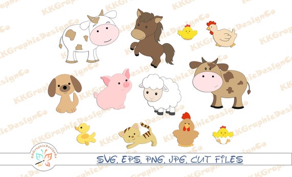 Farm Animal Clip Art Bbarn Svg Farm Clipart Farm Animals Etsy