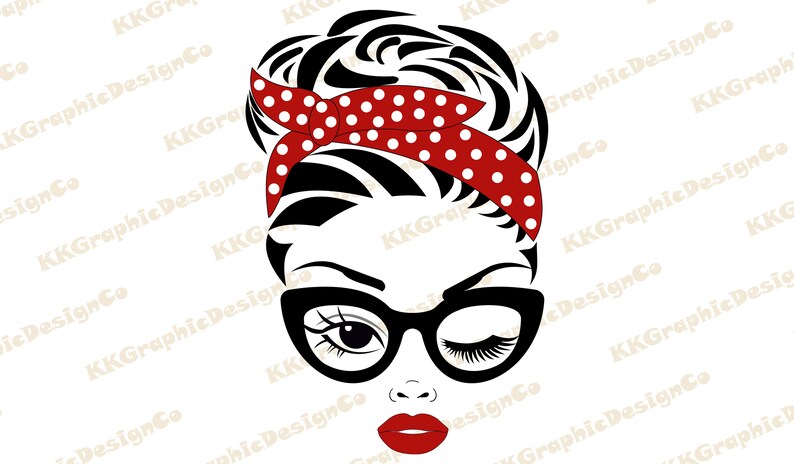 Download Mom with bandana Woman head svg Woman face svg Winking svg ...
