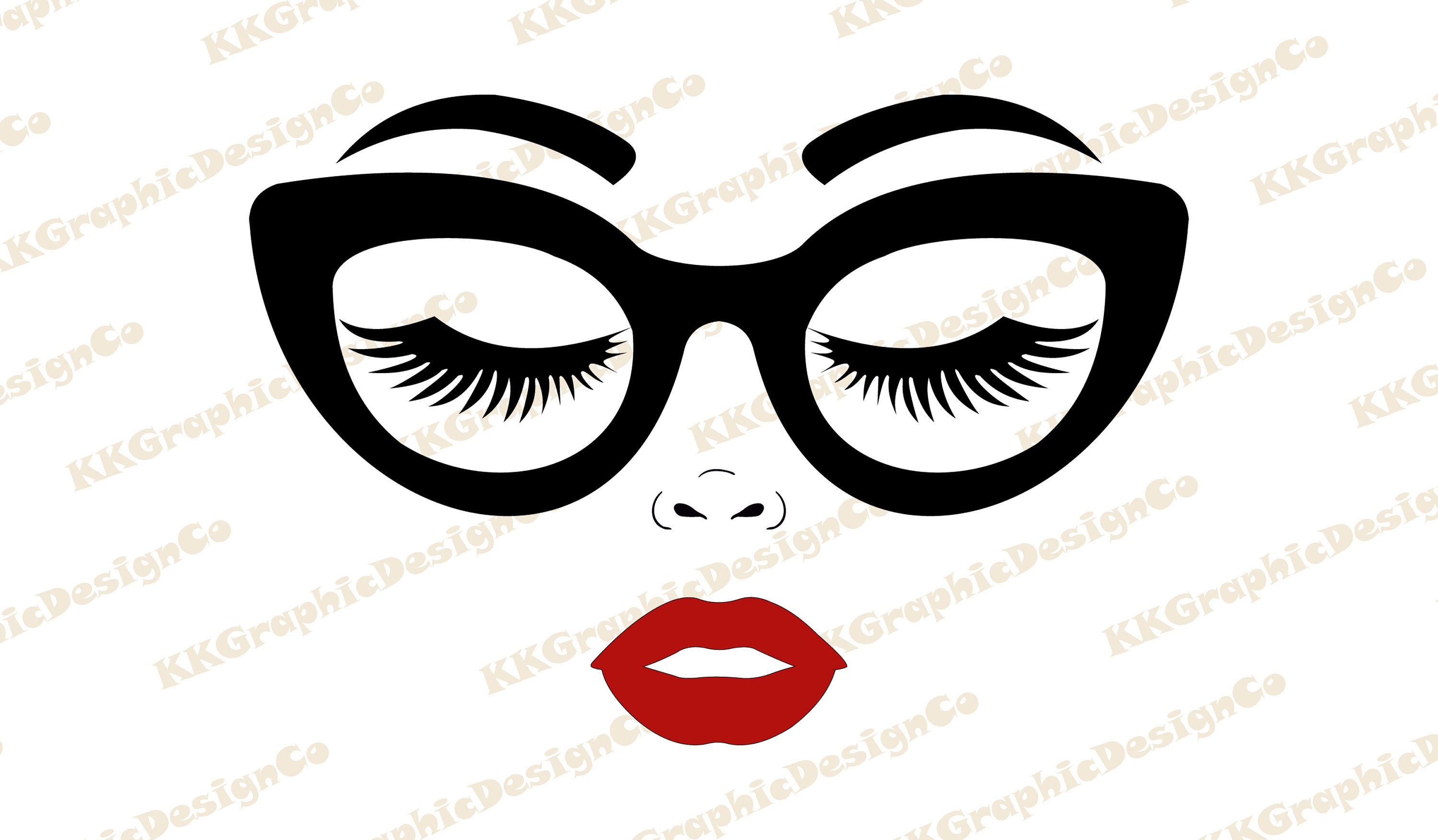 Women's face svg Girl in glasses svg Women face png Eye Etsy
