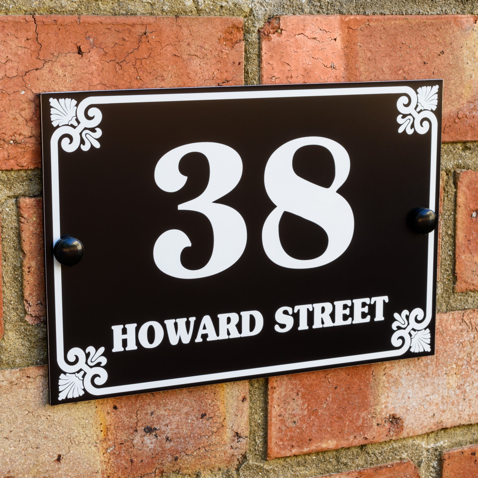 HOUSE SIGN PLAQUE personalised door number acrylic modern gate contemporary wall 