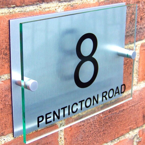 HOUSE SIGN PLAQUE personalised door number acrylic modern gate contemporary wall HOUSE SIGN PLAQUE personalised door number acrylic modern gate contemporary wall