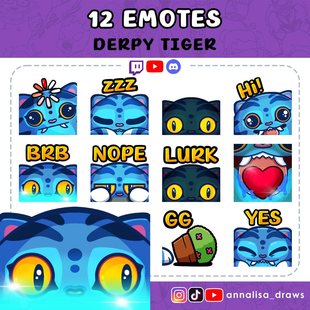 DERPY TIGER Emotes Set | Twitch | Youtube | Discord | Streaming ...