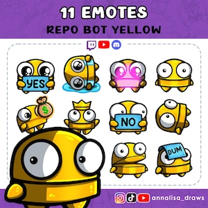 REPO BOT YELLOW Emotes Set | Twitch | Youtube | Discord | Streaming | Gaming