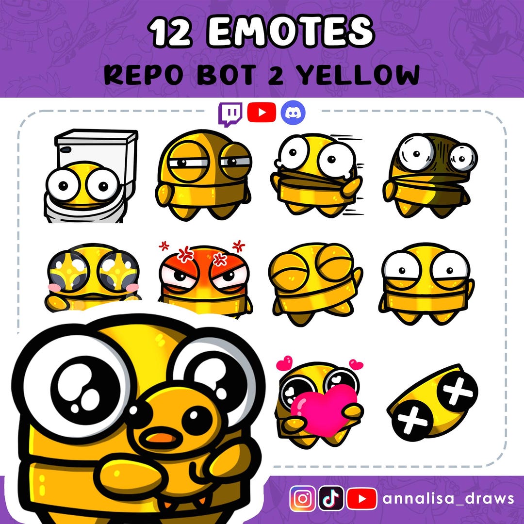 REPO BOT 2 YELLOW Emotes Set | Twitch | Youtube | Discord | Streaming ...
