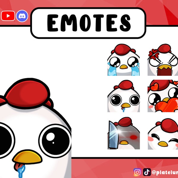 Chicken Emotes Set | Twitch | Youtube | Discord | Streaming | Gaming