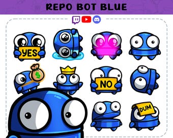REPO BOT BLUE Emotes Set | Twitch | Youtube | Discord | Streaming | Gaming