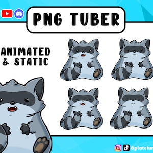 Raccoon PNG Tuber Animated and Still | Twitch | Youtube | Discord | Streaming | Gaming | Vtuber