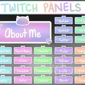Kitty flerfärgade Twitch-paneler