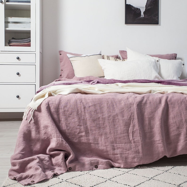 Linen Duvet Cover Set In Dusty Rose Handmade Duvet Cover Set Etsy
