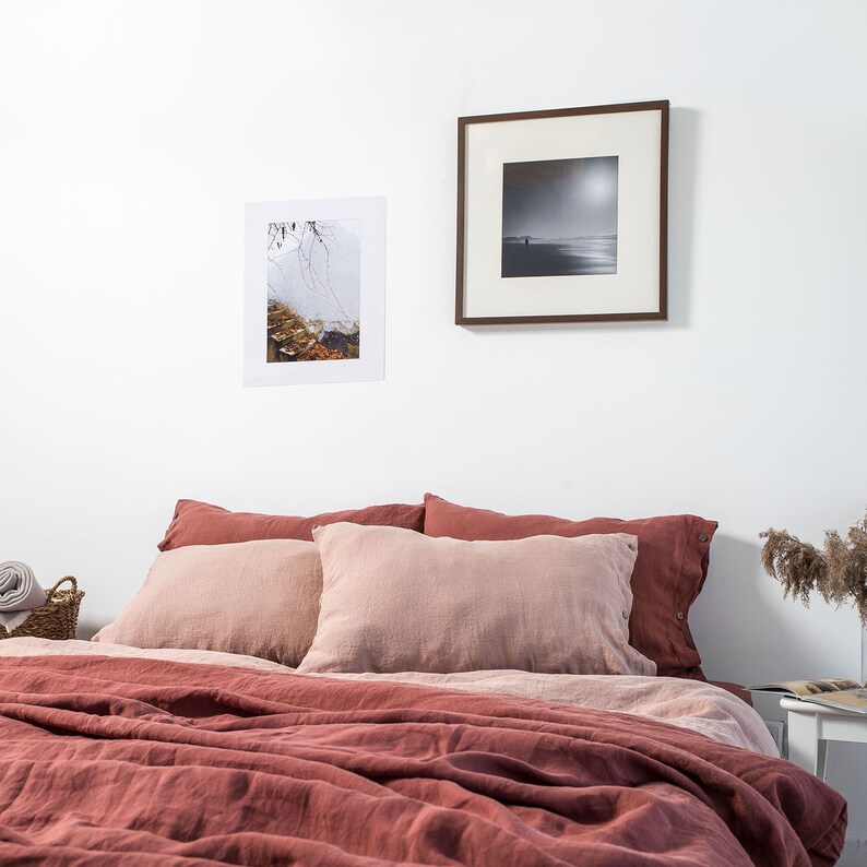 Linen Duvet Cover Set In Burnt Orange Handmade Duvet Cover Etsy