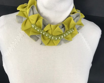Collars, Unique handmade collars, Yellow,Grey,Origami collars for women, Original, Fashion accessories,Gift for Mum, Pretty Gift for Women