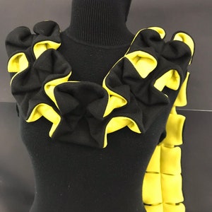 Scarves,Unique Handmade Gift,Fashion Scarves,Yellow and Black Scarf,Gift for Women,Origami Scarves,Gift for Her,Valentines Day Gift,Mum Gift