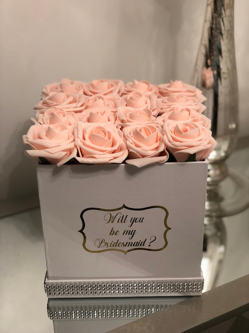 Roses in Box |Wedding Forever Rose Gift Box Artificial Flowers Bridesmaids Bridal Miss to Mrs Flower Box Flower Centerpiece