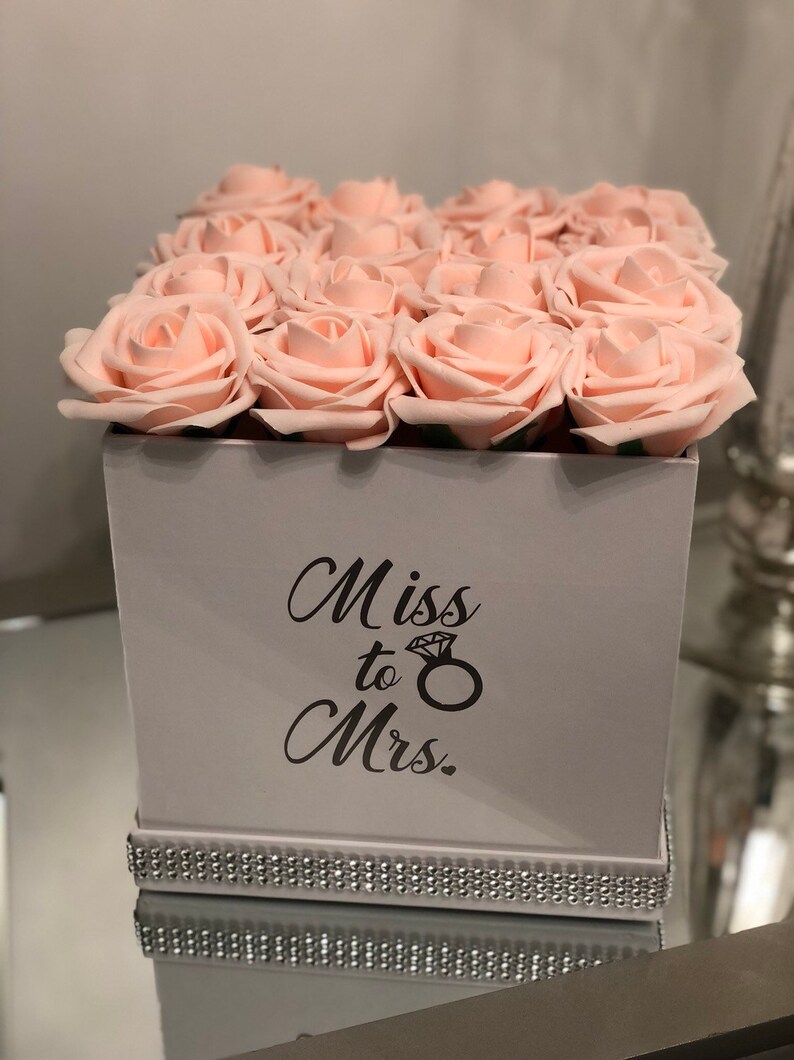 Roses in Box |Wedding Forever Rose Gift Box Artificial Flowers Bridesmaids Bridal Miss to Mrs Flower Box Flower Centerpiece