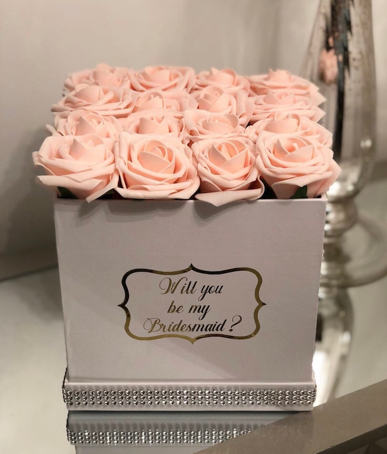 Roses in Box |Wedding Forever Rose Gift Box Artificial Flowers Bridesmaids Bridal Miss to Mrs Flower Box Flower Centerpiece