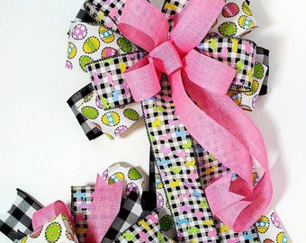 Easter Bow Set Spring Wreath Bows Easter Basket Bows Easter Bows for wreath Pink black Bows Bow for Lantern Colorful Bows for Wreath