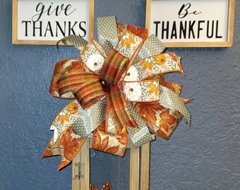 Fall Wreath Bow, Autumn Lantern Embellishment