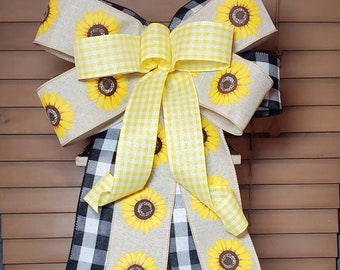 Sunflower Lantern Bow, Farmhouse Spring Decor