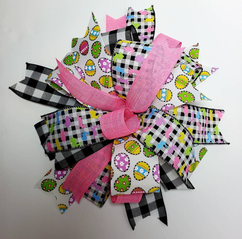 Easter Bow Set Spring Wreath Bows Easter Basket Bows Easter Bows for wreath Pink black Bows Bow for Lantern Colorful Bows for Wreath