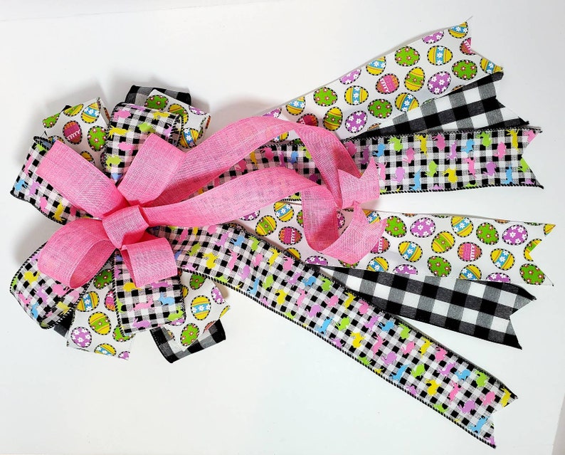 Easter Bow Set Spring Wreath Bows Easter Basket Bows Easter Bows for wreath Pink black Bows Bow for Lantern Colorful Bows for Wreath