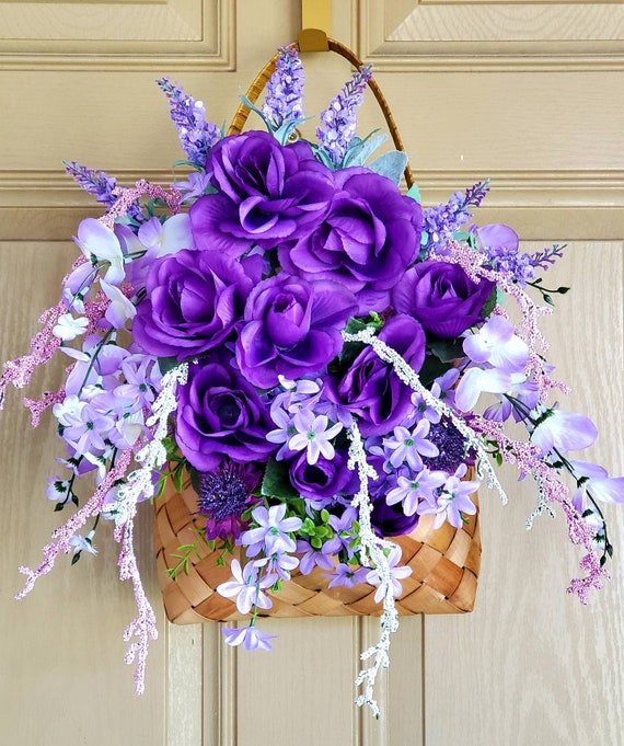 Couronne De Printemps Pour Porte - Lavande Rose Artificielle - Décoration Murale - 32 Cm