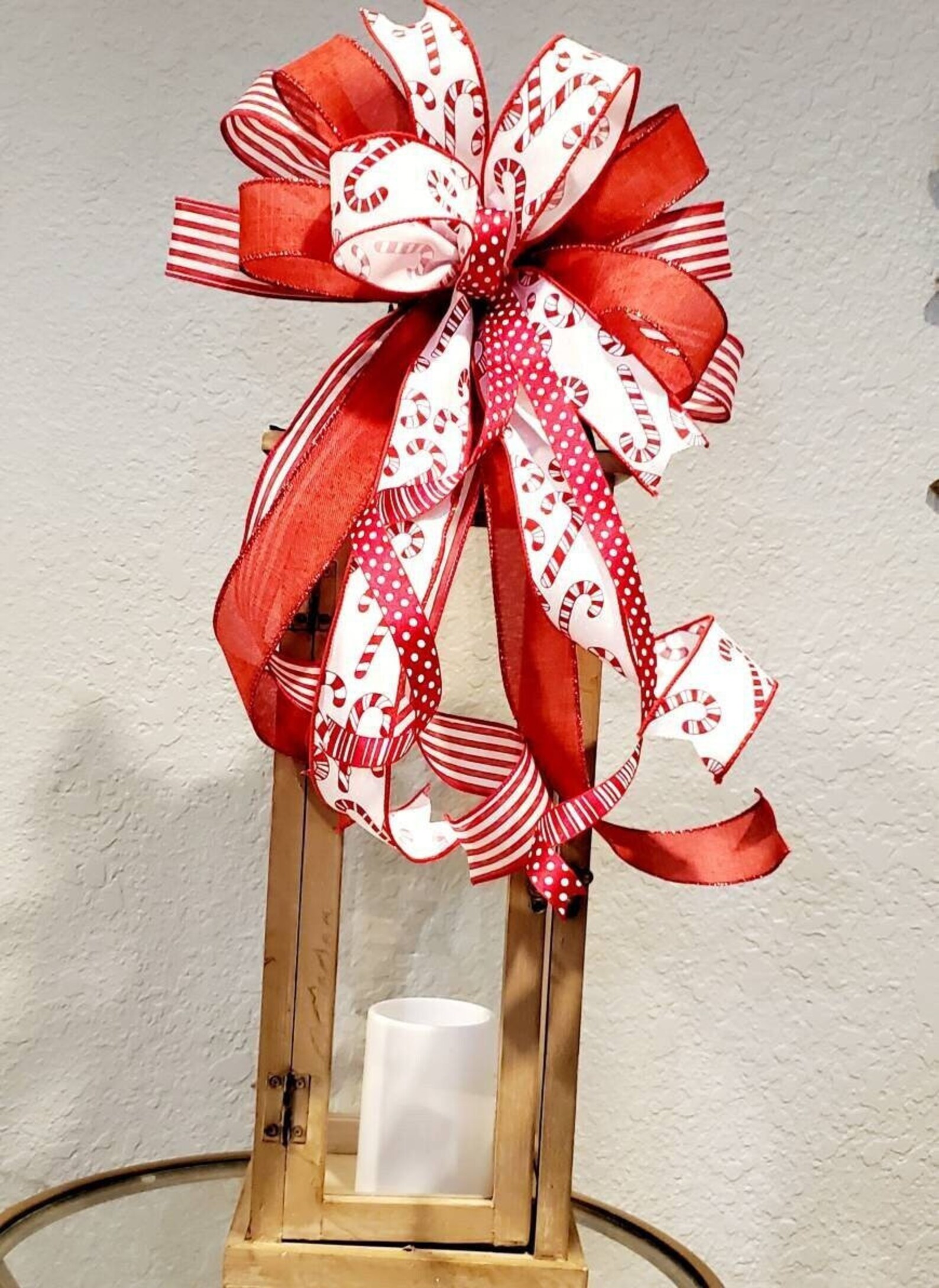 Candy Cane Bow Candy Cane Christmas Bow Bow for Wreath Bow Etsy