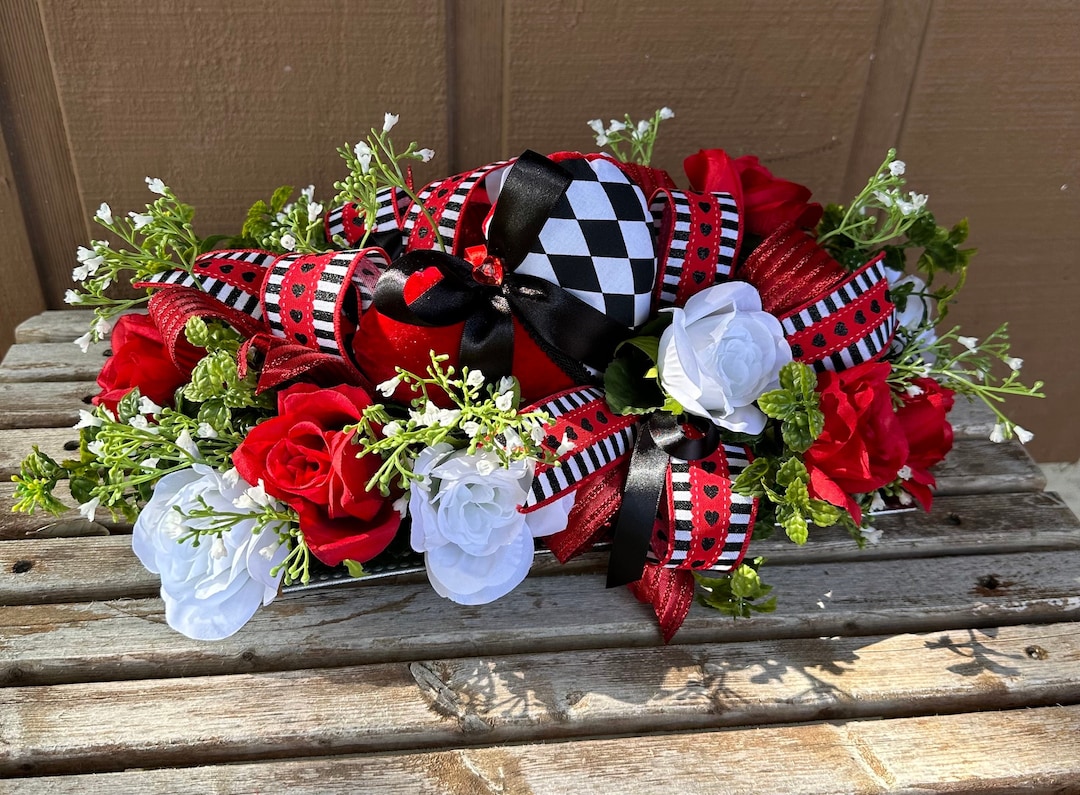 Red Rose Centerpiece, White Roses Centerpiece, Valentines Day