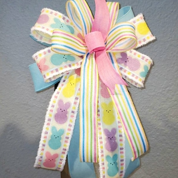 Spring Bow, Bow for wreath, Lantern Bow, Easter basket bow, Easter Wreath Bow, Easter bunny bow, Peeps bow, Colorful Bow, Pastel ribbon